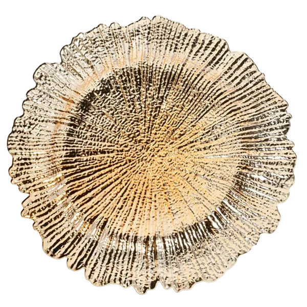 Bajo plato flor dorado